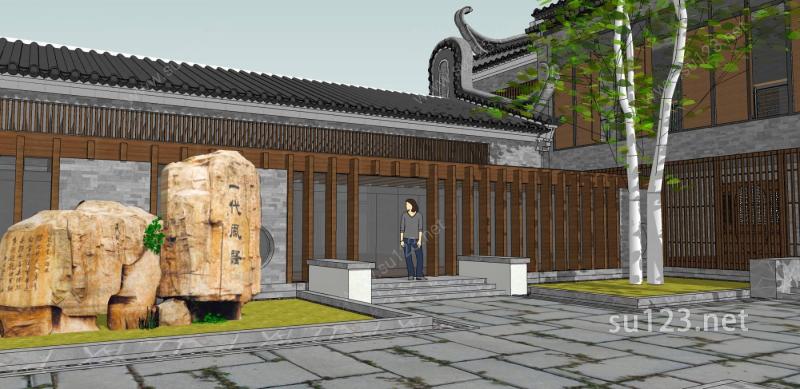 中式庭院住宅SU模型