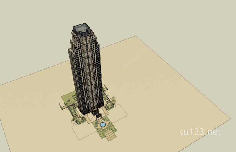 新古典风格超高层住宅楼SU模型下载草图大师sketchup模型
