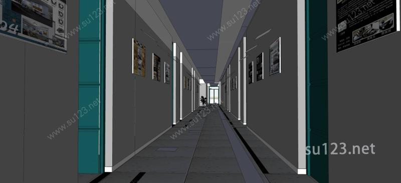 室内走廊SU模型