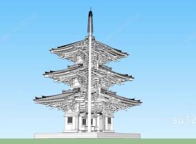 日式景观塔SU模型