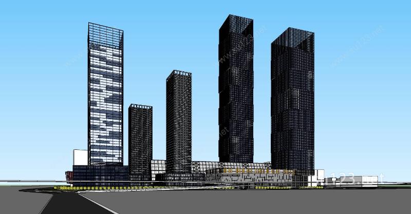 中心区城市设计SU模型下载草图大师sketchup模型