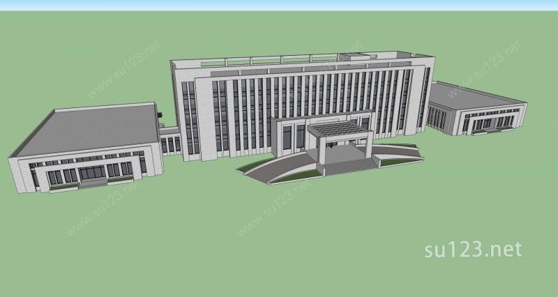 现代风格行政办公楼SU模型下载草图大师sketchup模型