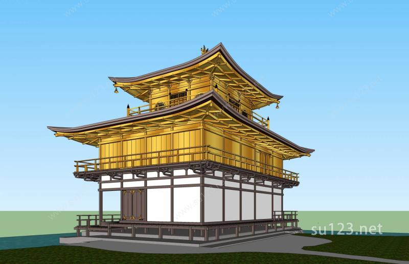 日式古建筑SU模型下载草图大师sketchup模型