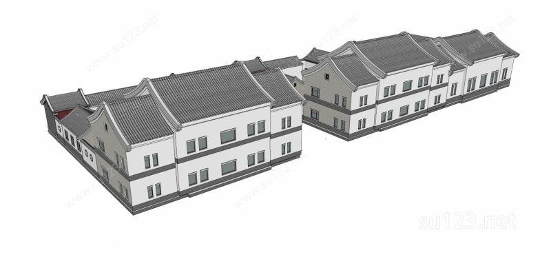 中式住宅楼--民居SU模型下载草图大师sketchup模型
