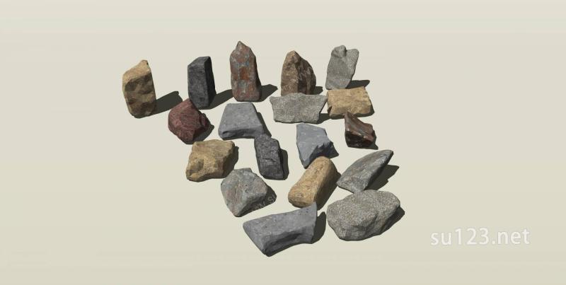 各种景观置石石头SU模型下载草图大师sketchup模型