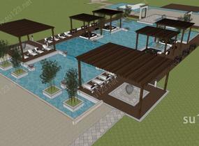 游泳池景观SU模型