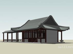 中式出廊建筑SU模型