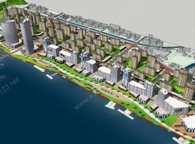 海边城市规划SU模型