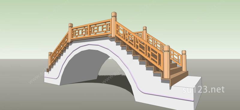 中式拱桥SU模型