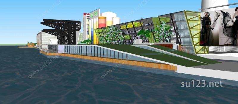 珠江沿岸改造SU模型下载草图大师sketchup模型