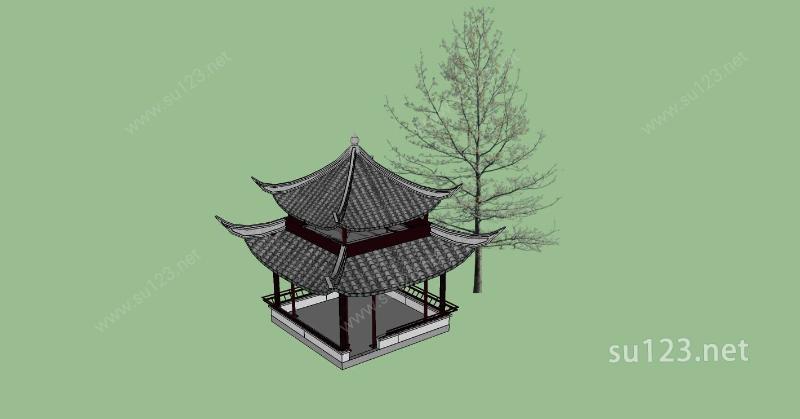 中式景观亭SU模型