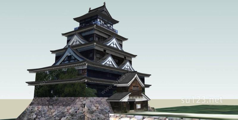 日本--寺庙SU模型下载草图大师sketchup模型