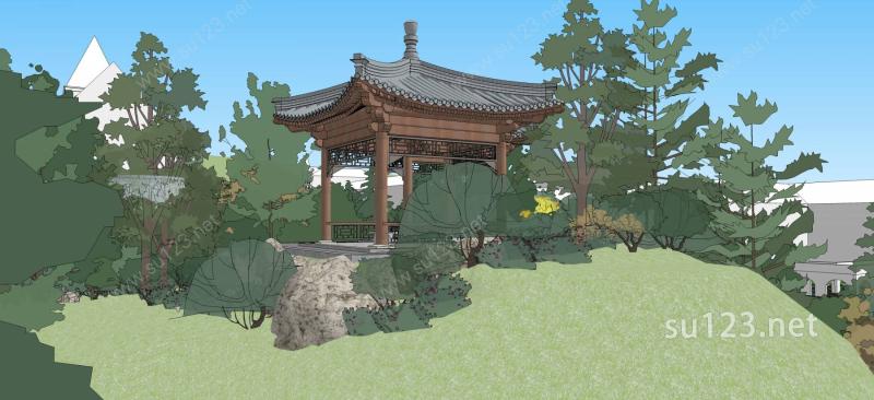 公园景观SU模型下载草图大师sketchup模型