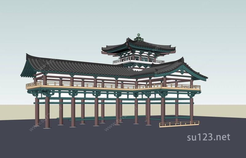 中式景观连廊SU模型