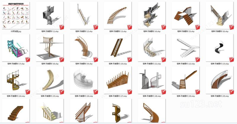楼梯模型SU模型下载草图大师sketchup模型