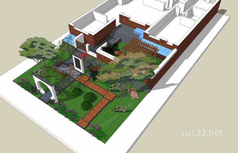 庭院景观SU模型下载草图大师sketchup模型