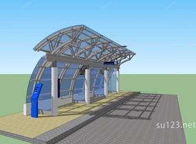 公交车站SU模型