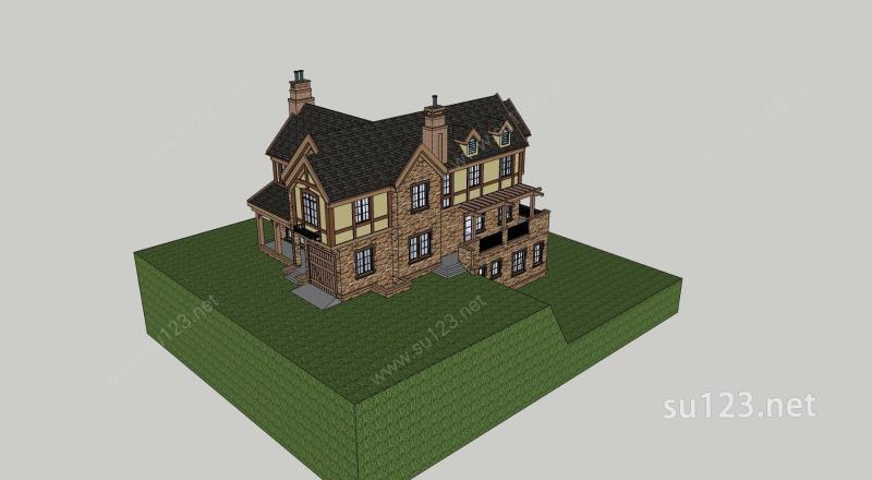 欧式风格别墅3SU模型下载草图大师sketchup模型