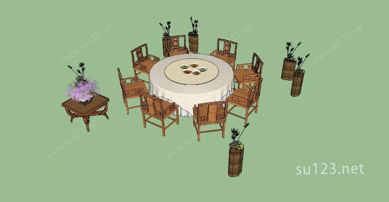室内家具-餐桌SU模型