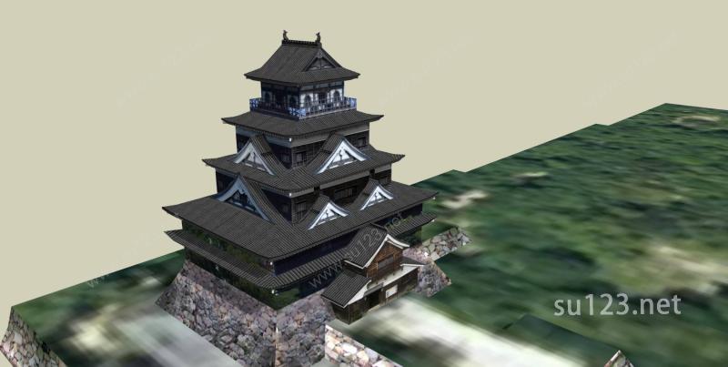 日本--寺庙SU模型下载草图大师sketchup模型