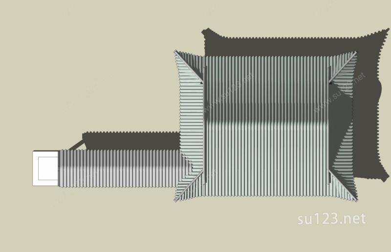 中式出廊建筑SU模型下载草图大师sketchup模型
