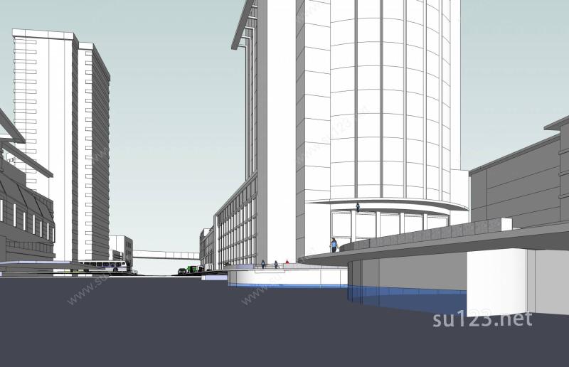 沿街商业办公楼SU模型下载草图大师sketchup模型