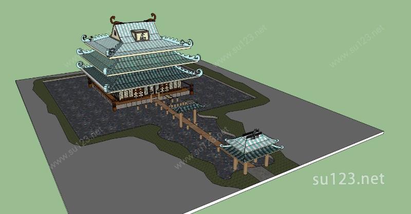 日式寺庙SU模型