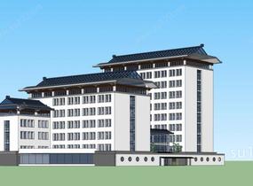 中式小高层办公楼SU模型