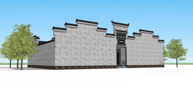 中式古建住宅SU模型下载草图大师sketchup模型