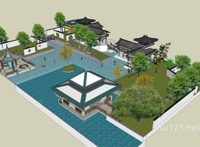 中式园林及景观SU模型