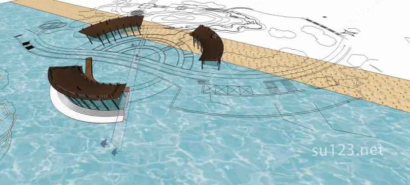 景观小品海边建筑覆土建筑SU模型下载草图大师sketchup模型