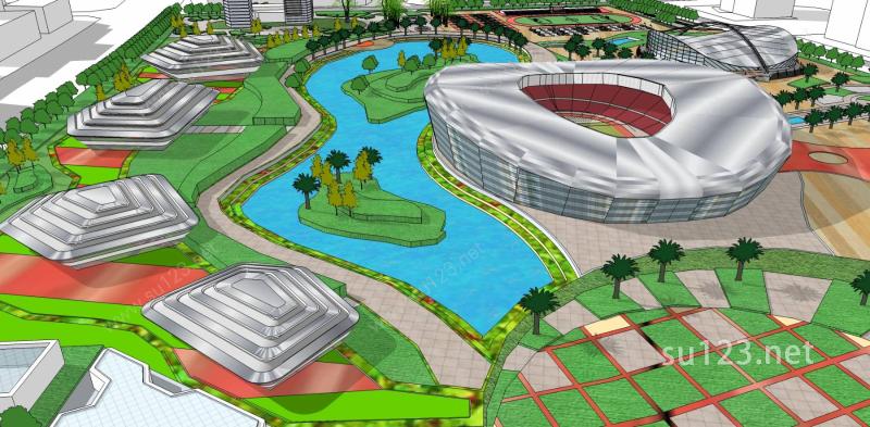 体育中心城市设计SU模型下载草图大师sketchup模型