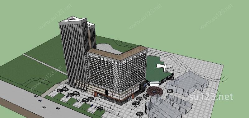 现代高层住宅办公楼SU模型下载草图大师sketchup模型