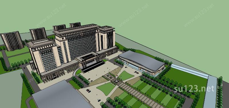 新疆行政办公楼SU模型下载草图大师sketchup模型