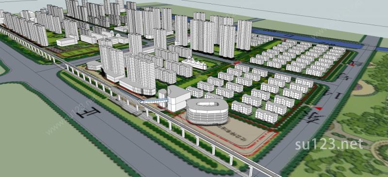 青岛城市住宅规划SU模型