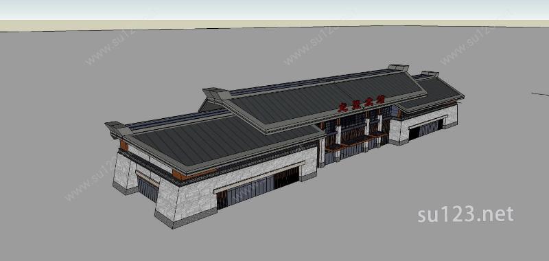 中式风格火车站SU模型