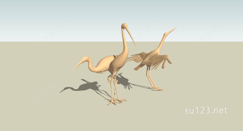 现代鹤动物雕塑设计SU模型