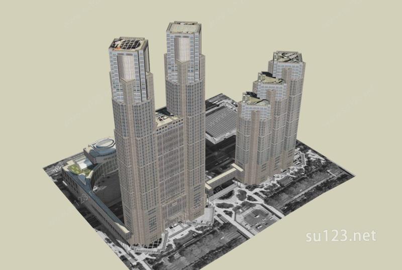 现代超高层综合办公楼SU模型