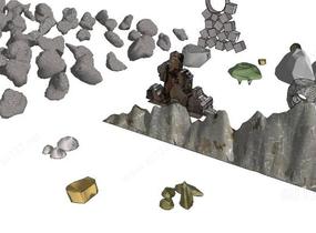 天然石头、假山模型SU模型
