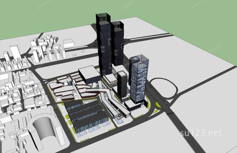 现代城市综合体SU模型下载草图大师sketchup模型