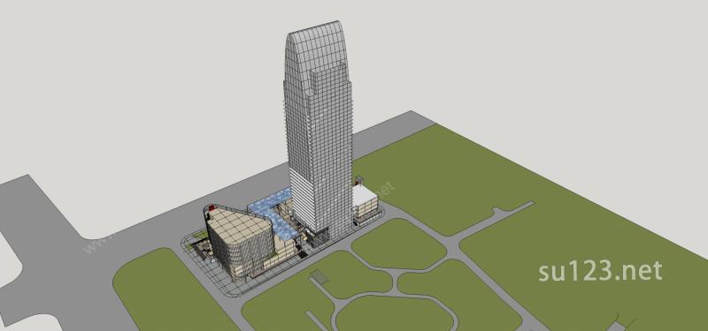 现代城市商业综合体SU模型下载草图大师sketchup模型
