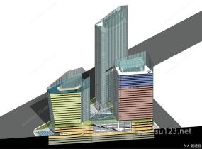 现代超高层总部办公综合体SU模型
