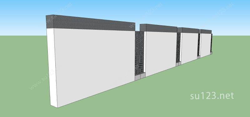 建筑构件围墙SU模型下载草图大师sketchup模型