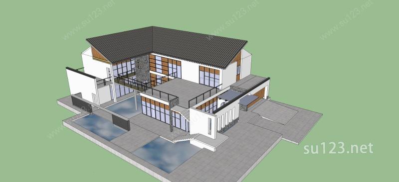 新中式住宅SU模型