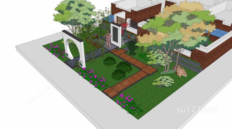 景观庭院SU模型下载草图大师sketchup模型