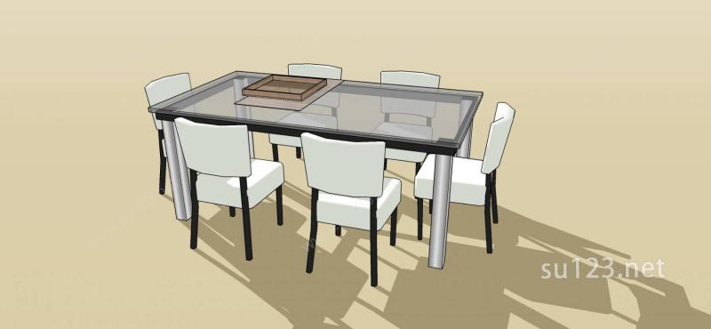 餐桌SU模型下载草图大师sketchup模型