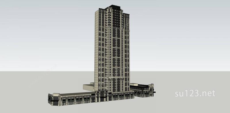 新古典塔楼和商业SU模型