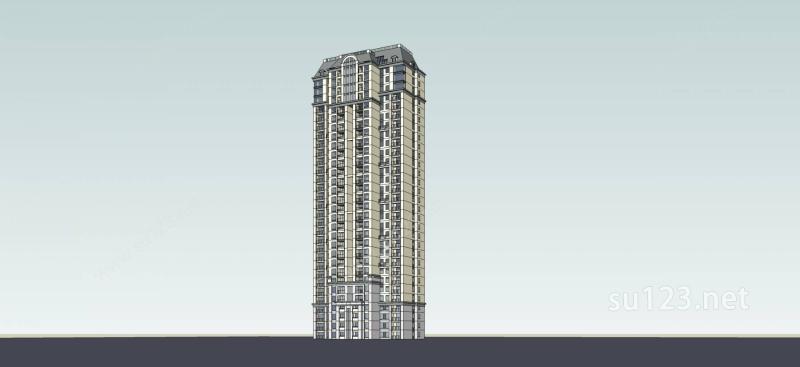 法式高层住宅楼SU模型