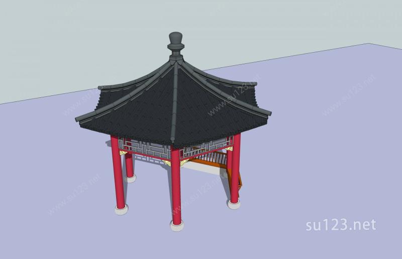 中式--凉亭SU模型下载草图大师sketchup模型
