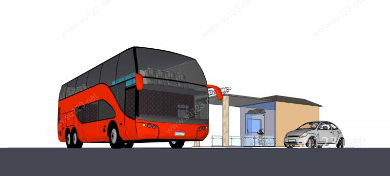 公共汽车站SU模型下载草图大师sketchup模型